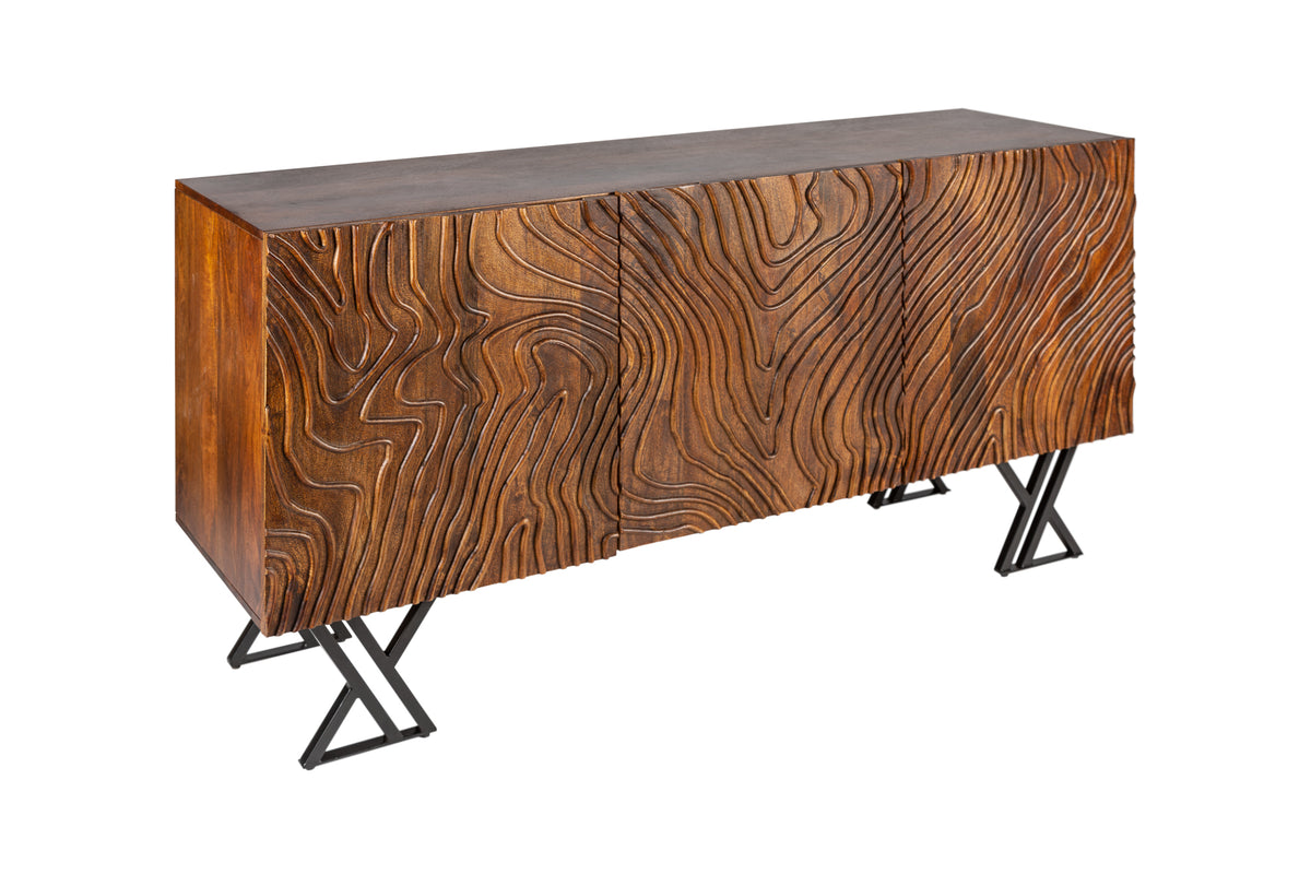 FLUID Handcrafted sideboard 160cm mango wood elaborate front design