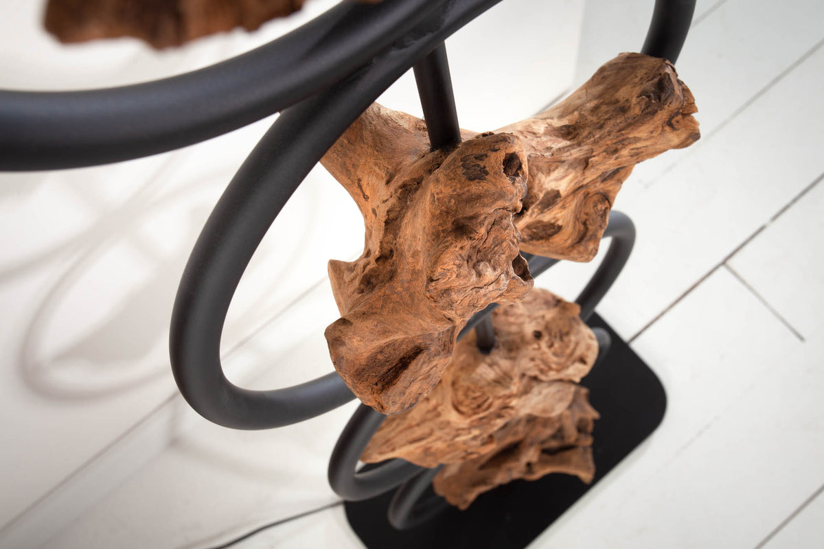 ELEMENTS Design Stehlampe 147cm schwarz Baumwollschirm Fuß mit Massivholz