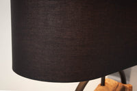 ELEMENTS Design Tischlampe 58cm schwarz Baumwollschirm Fuß mit Massivholz