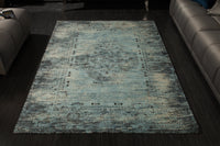 OLD MARRAKESCH Vintage Baumwoll-Teppich 240x160cm antik blau verwaschen Used Look