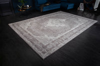 PURE UNIQUE Orientalischer Baumwoll-Teppich XXL 350x240cm antik-hellgrau geometrische Muster