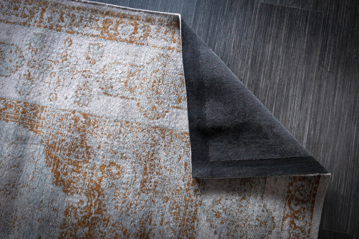 PURE UNIQUE Orientalischer Baumwoll-Teppich XXL 350x240cm antik grau geometrische Muster
