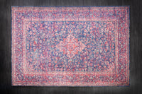 OLD MARRAKESCH Vintage Baumwoll-Teppich 240x160cm antik blau verwaschen Used Look