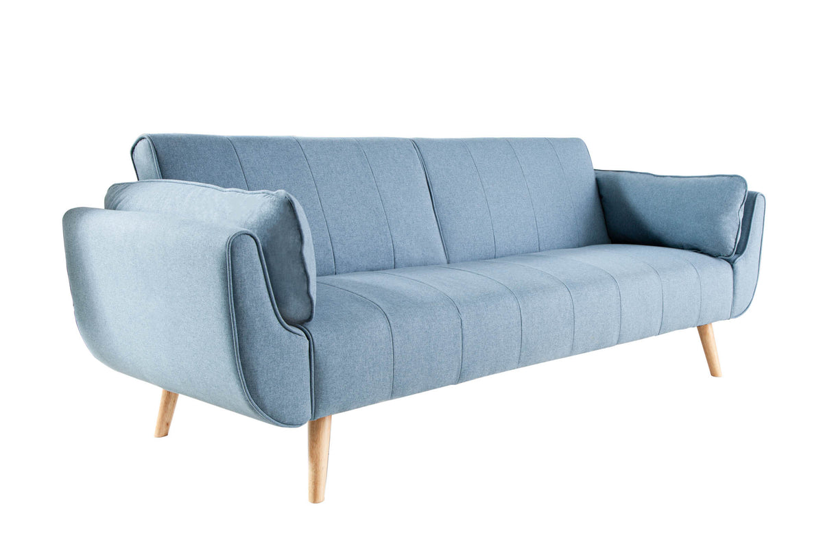 DIVANI Design Schlafsofa 220cm hellblau Bettfunktion 3er Sofa Scandinavian Design