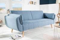 DIVANI Design Schlafsofa 220cm hellblau Bettfunktion 3er Sofa Scandinavian Design