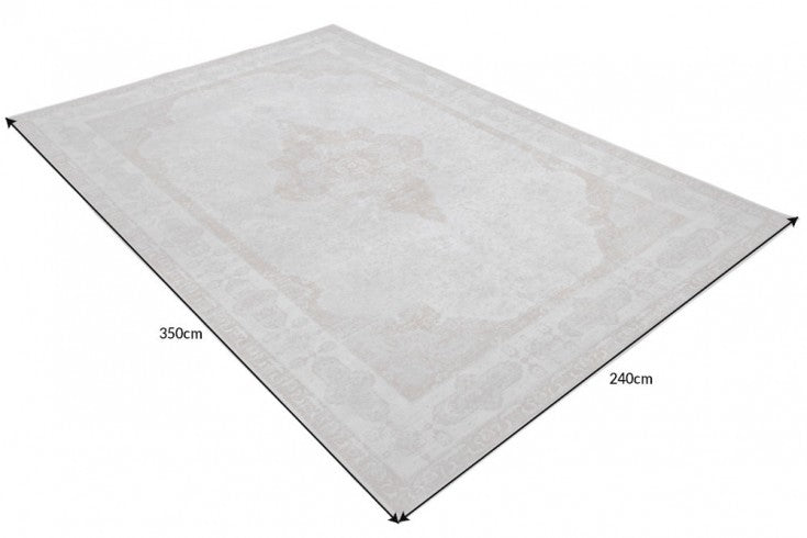 PURE UNIQUE Orientalischer Baumwoll-Teppich XXL 350x240cm antik grau geometrische Muster