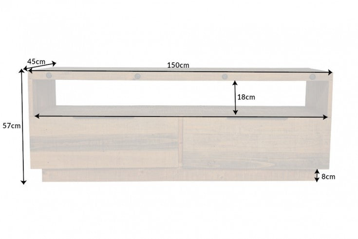 FINCA Massives TV-Lowboard 150cm natur recyceltes Pinienholz Industrial Design