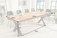 IRON CRAFT Solid dining table 240cm natural mango wood industrial design X-frame black metal