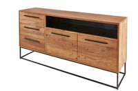 STRAIGHT Massives Sideboard 165cm Akazienholz natur schwarz Industrial Stil