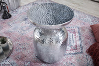 ORIENT handcrafted side table 36cm silver hammered design