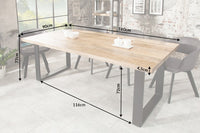 IRON CRAFT Solid dining table 160cm natural mango wood iron sled base industrial design