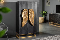 Highboard ANGEL 140cm schwarz Mangoholz mit goldenen Flügeln