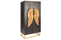 Highboard ANGEL 140cm schwarz Mangoholz mit goldenen Flügeln