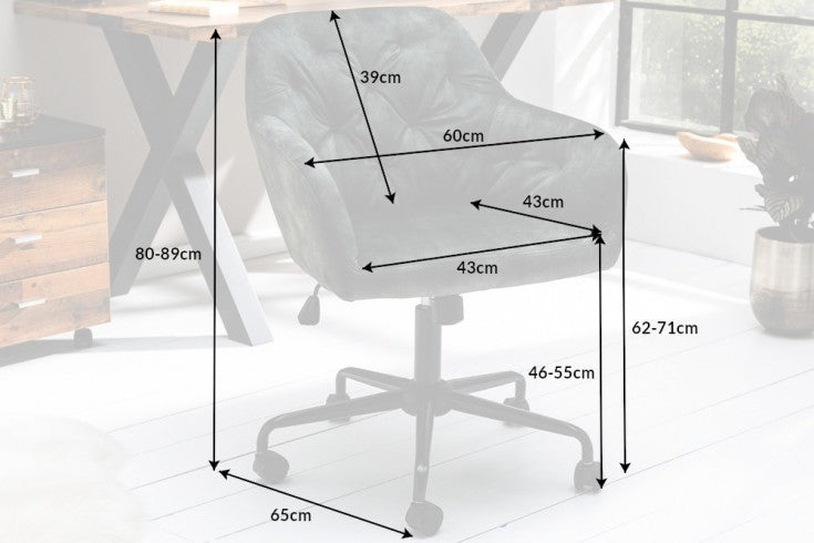 DUTCH COMFORT Höhenverstellbarer Bürostuhl grün Samt mit Steppung