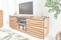 RELIEF Solid TV lowboard 150cm acacia wood with elaborate front