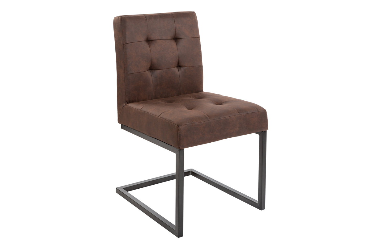 RIDER Industrial Freischwinger Stuhl vintage braun mit Metallgestell
