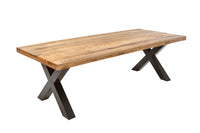 IRON CRAFT Solid dining table 240cm natural mango wood industrial design X-frame black metal