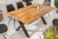 IRON CRAFT Solid dining table 160cm natural mango wood industrial design black metal