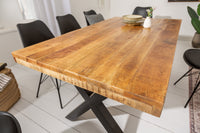 IRON CRAFT Solid dining table 160cm natural mango wood industrial design black metal