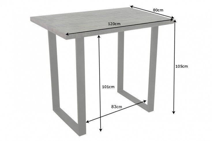 IRON CRAFT Massiver Bartisch 120cm grau Mangoholz Stehtisch Industrial Design