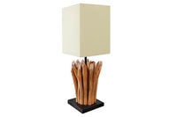 EUPHORIA Handgearbeitete Treibholz Tischleuchte 45cm beige mit Leinenschirm