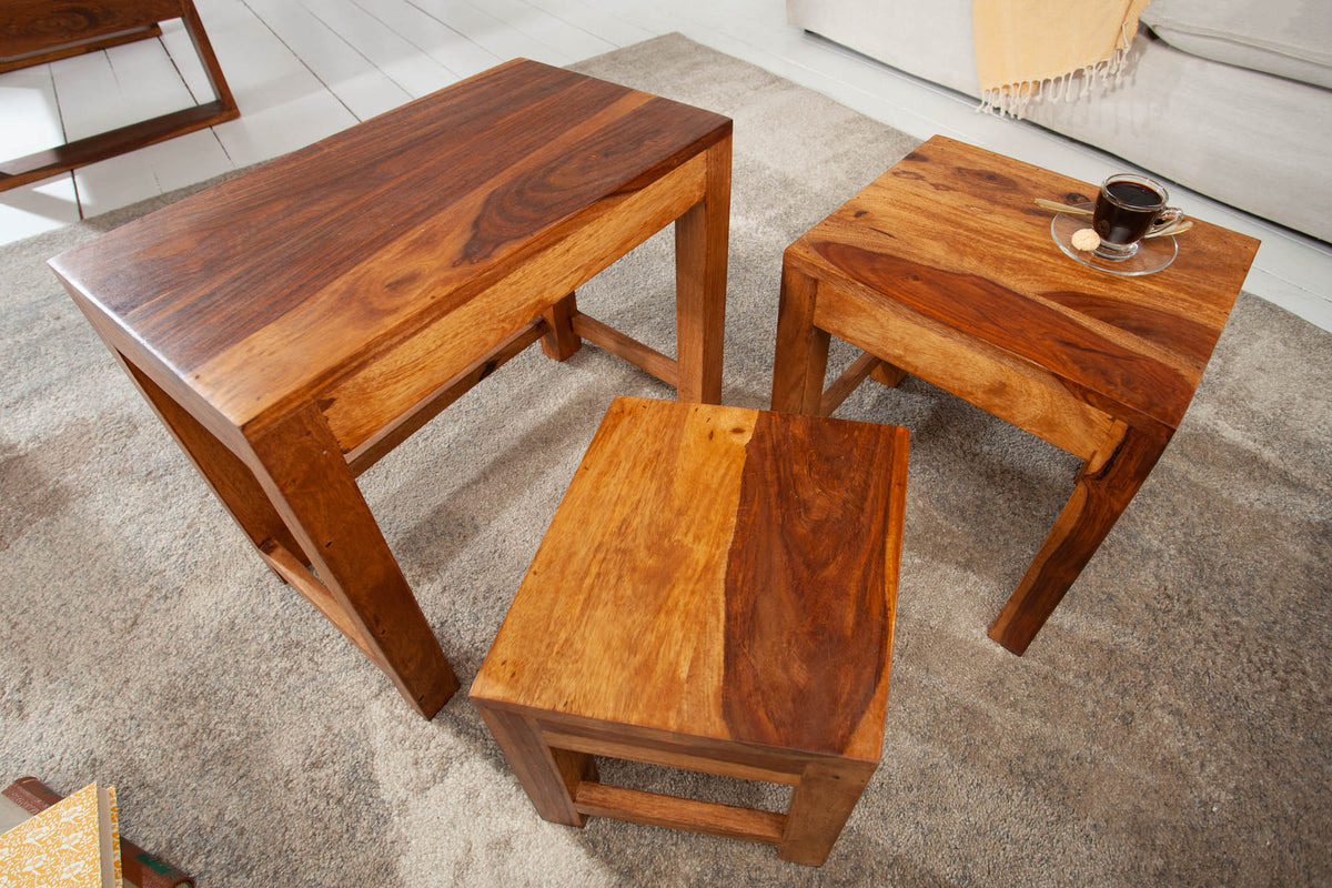 MONSOON Handmade side tables set of 3 45cm Sheesham wood