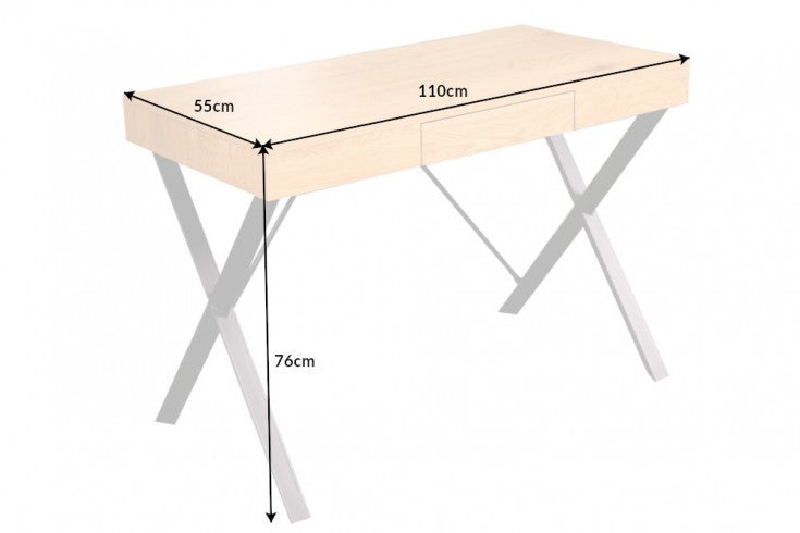 STUDIO Industrial desk 110cm oak look with drawer