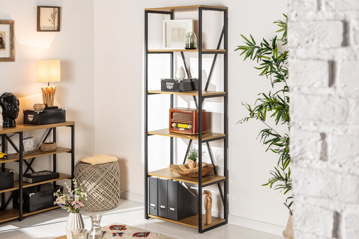 STUDIO Industrial bookcase 180cm oak look with metal frame