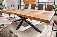 GALAXIE Solid industrial dining table 200cm recycled pine wood star-shaped frame