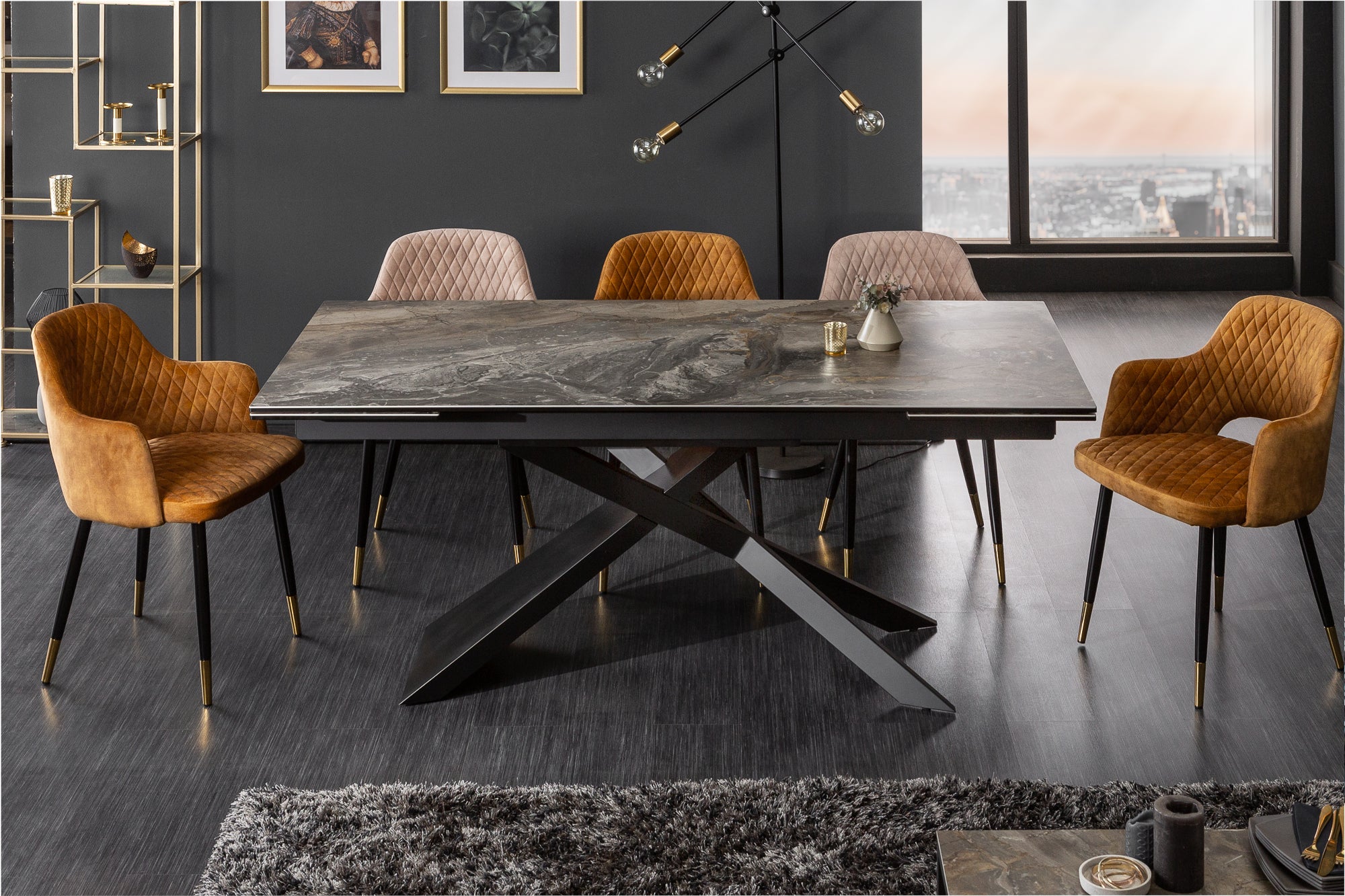 EUPHORIA extendable dining table 180 220 260cm taupe ceramic made in Italy