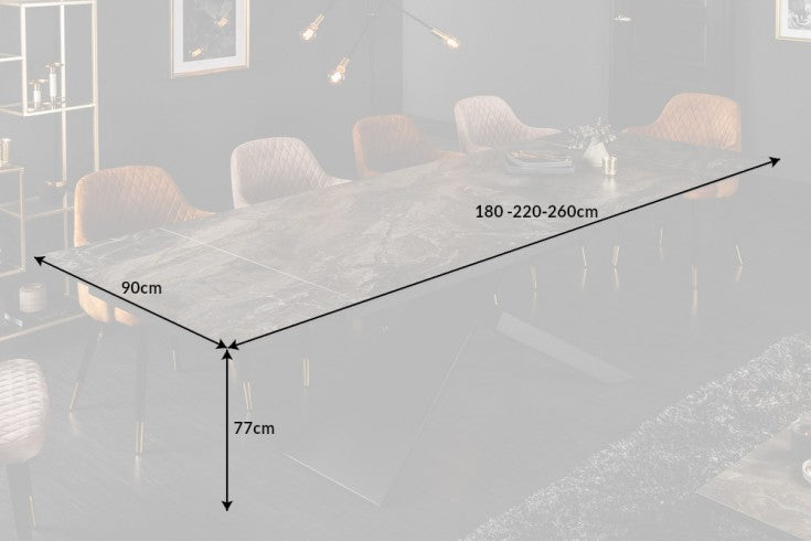 EUPHORIA extendable dining table 180-220-260cm taupe ceramic made in Italy