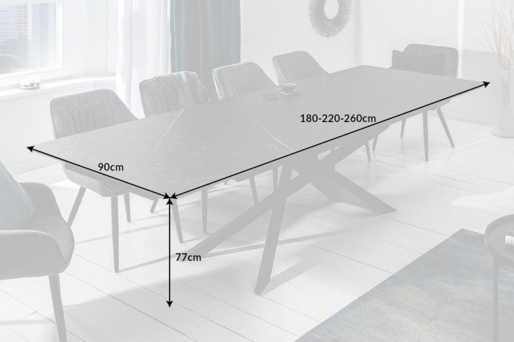 EUPHORIA extendable dining table 180-220-260cm graphite ceramic made in Italy