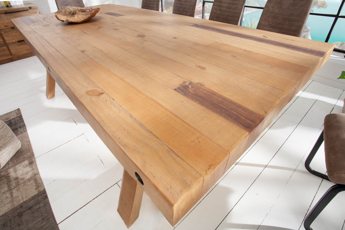 FINCA solid dining table 200cm natural recycled pine wood industrial design