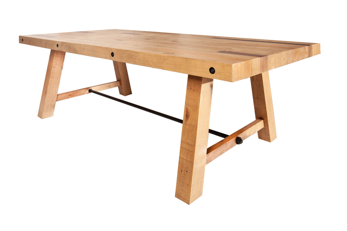 FINCA solid dining table 200cm natural recycled pine wood industrial design