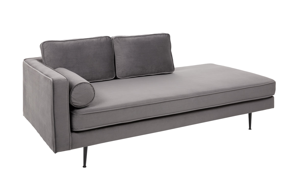 Elegante Récamière DIVA 196cm Samt schwarze Metallfüße