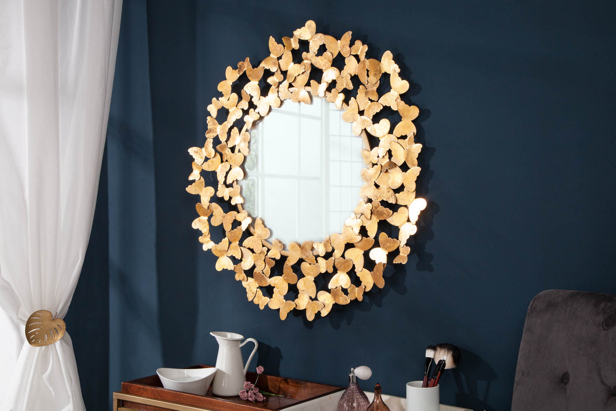 BUTTERFLY Playful wall mirror 78cm gold leaf look butterfly frame