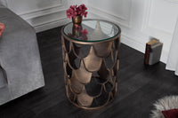 ABSTRACT Industrial side table 55cm antique brass in fish scale design