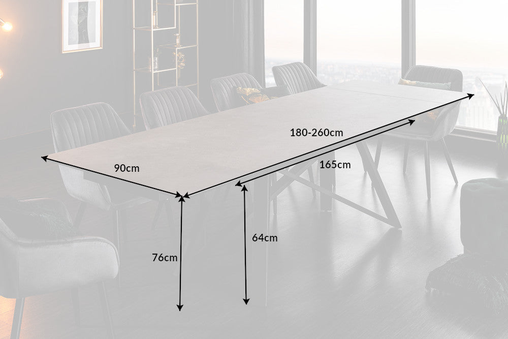 ATLAS Ausziehbarer Esstisch 180-220-260cm Beton Keramik Made In Italy ...