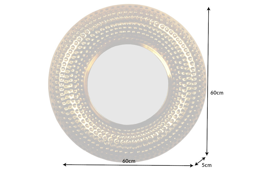 ORIENT Handgearbeiteter Wandspiegel 60cm im Hammerschlag Design aus Metall