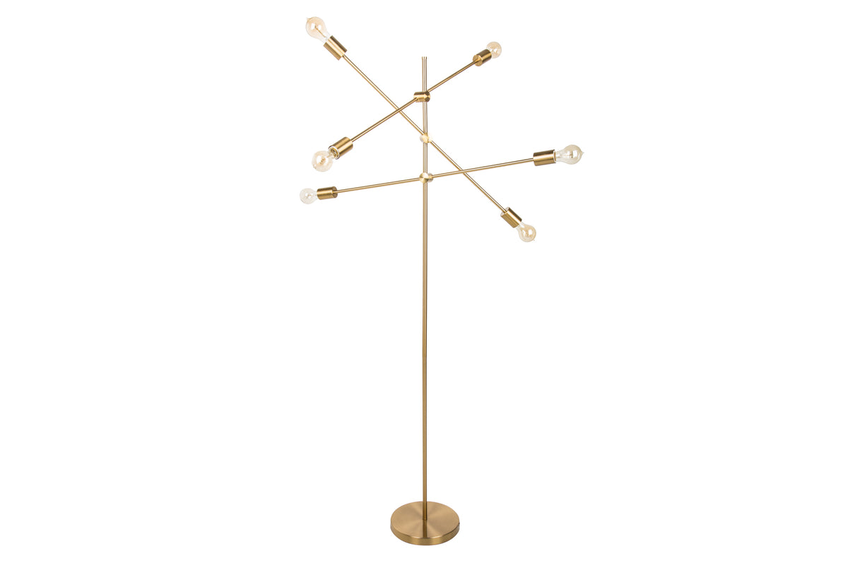 VARIATION Elegante Stehlampe 193cm gold mit sechs schwenkbaren Leuchten