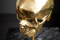 Elegante Skulptur SKULL 35cm gold Totenkopf mit Marmorfuß