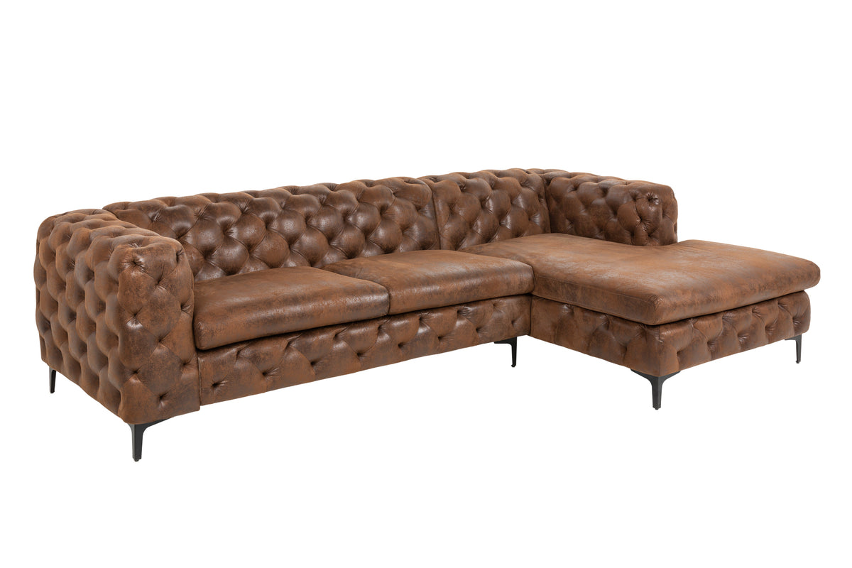 MODERN BAROCK Chesterfield Ecksofa 275cm antik braun 3-Sitzer