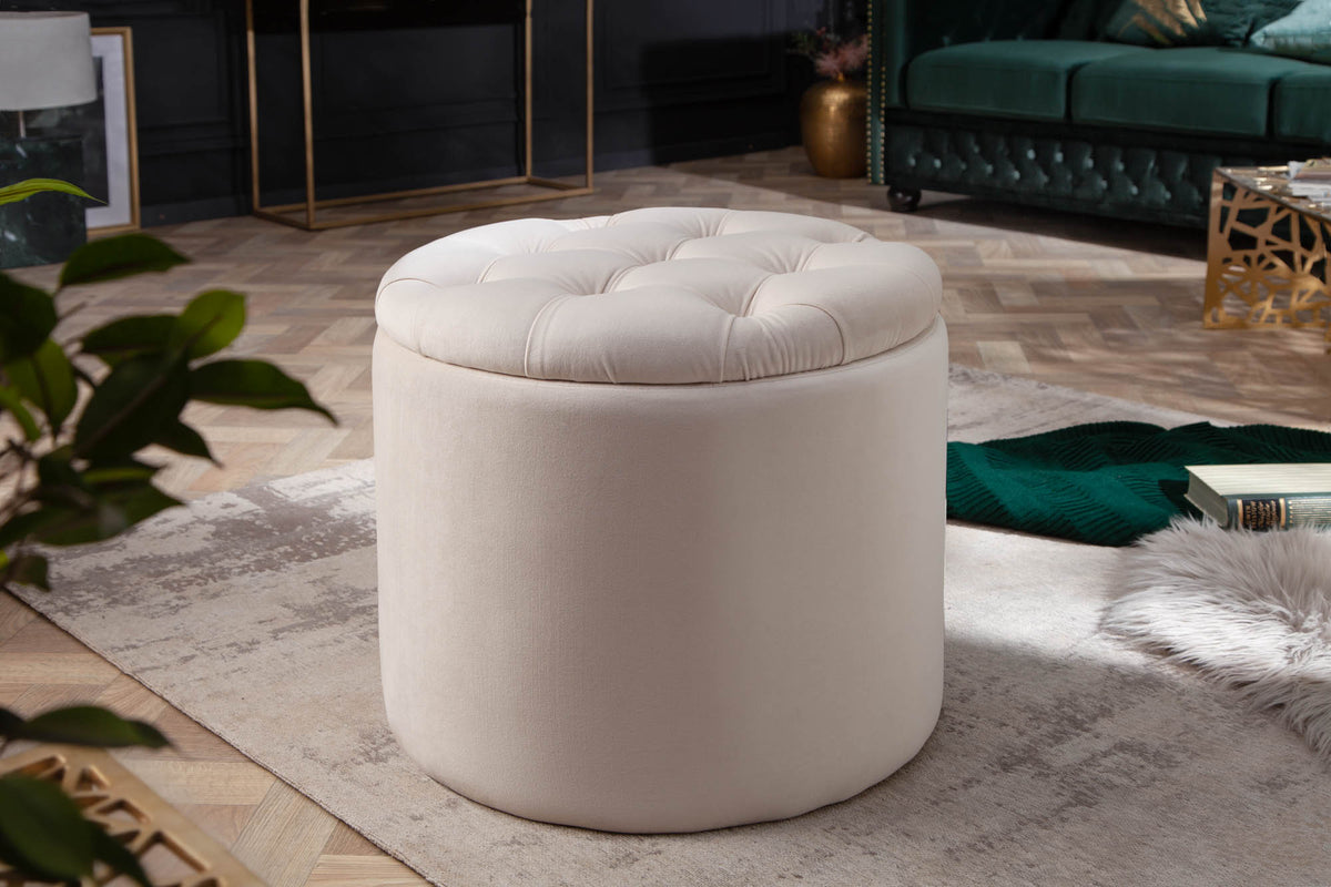 HEAVEN Large slipcover stool 100cm natural linen fabric