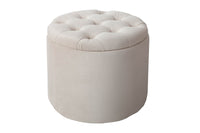 HEAVEN Large slipcover stool 100cm natural linen fabric