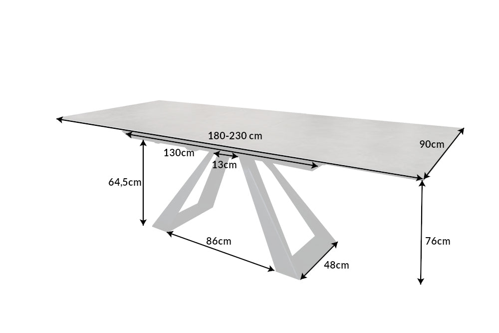 CONCORD Ausziehbarer Esstisch 180-230cm anthrazit Keramik made in Italy