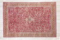 OLD MARRAKESCH Orientalischer Baumwoll-Teppich XXL 350x240cm rot antik florales Muster