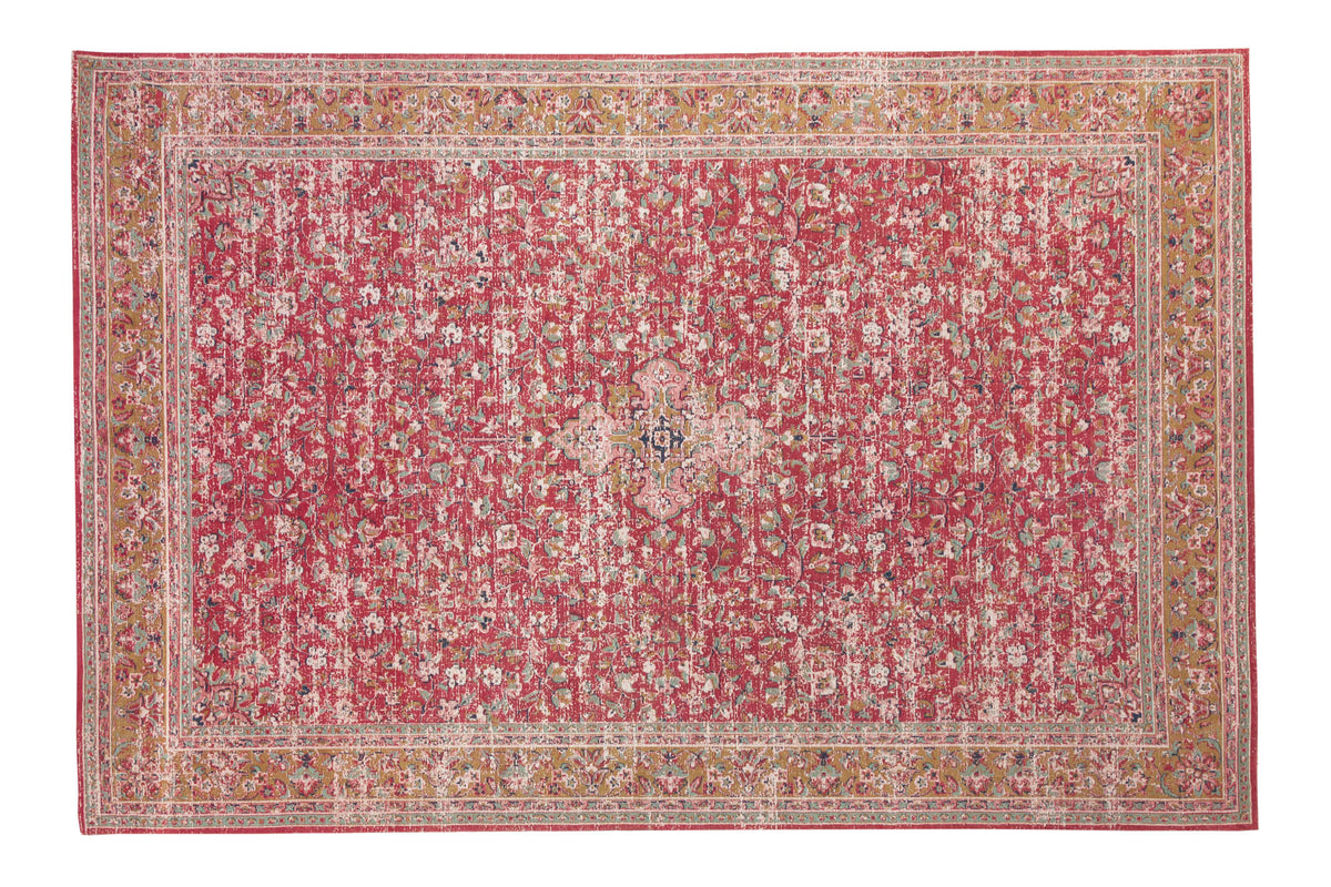 OLD MARRAKESCH Orientalischer Baumwoll-Teppich XXL 350x240cm rot antik florales Muster