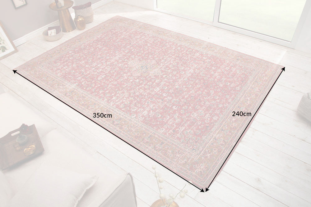 OLD MARRAKESCH Orientalischer Baumwoll-Teppich XXL 350x240cm rot antik florales Muster