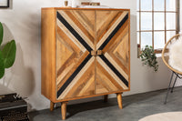 LONG ISLAND Massives Highboard 120cm Mangoholz mit aufwendiger Front