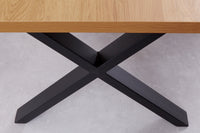 LOFT Moderner Esstisch 180cm Eichenholz-Design schwarze Metallbeine X-Gestell Industrial
